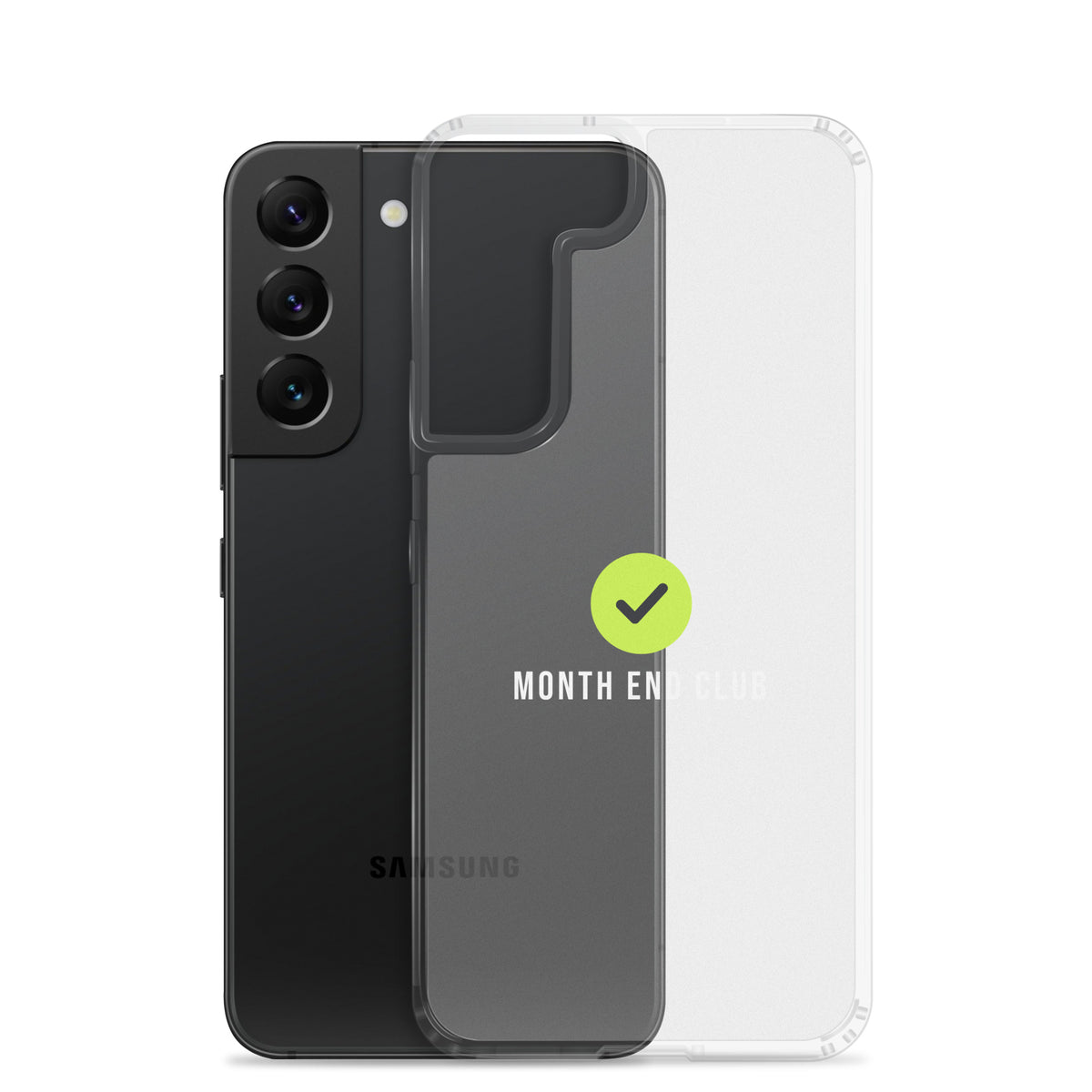 Month End Club Tick Clear Samsung Case – White – clear case