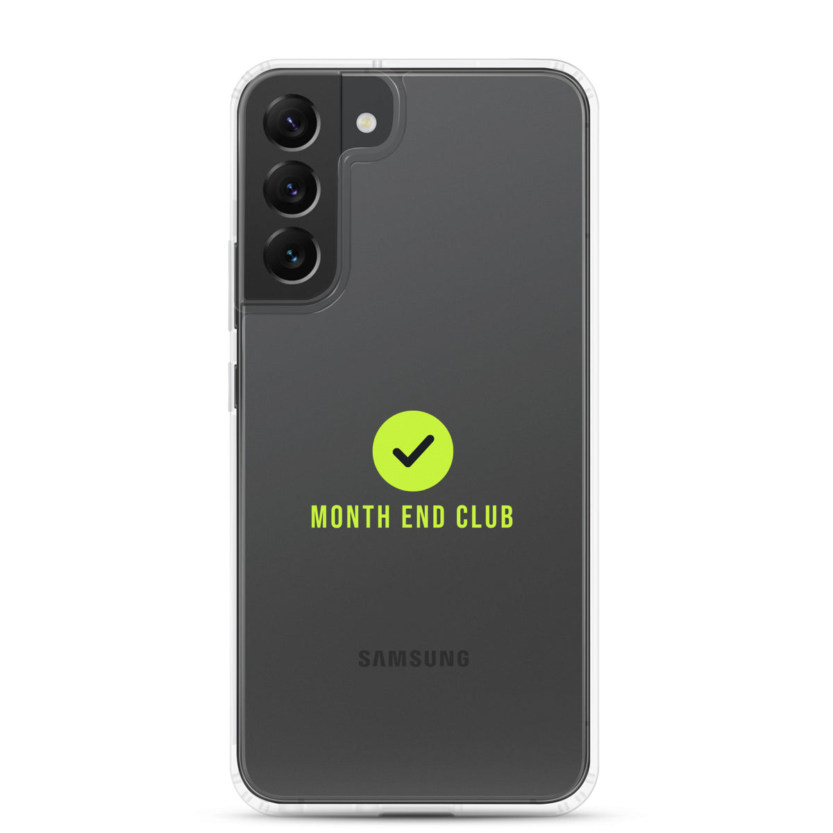 Month End Club Tick Clear Samsung Case – Lime – Samsung Galaxy S22 Plus, clear