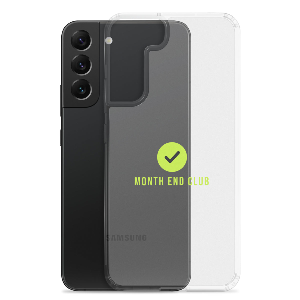 Month End Club Tick Clear Samsung Case – Lime – clear case