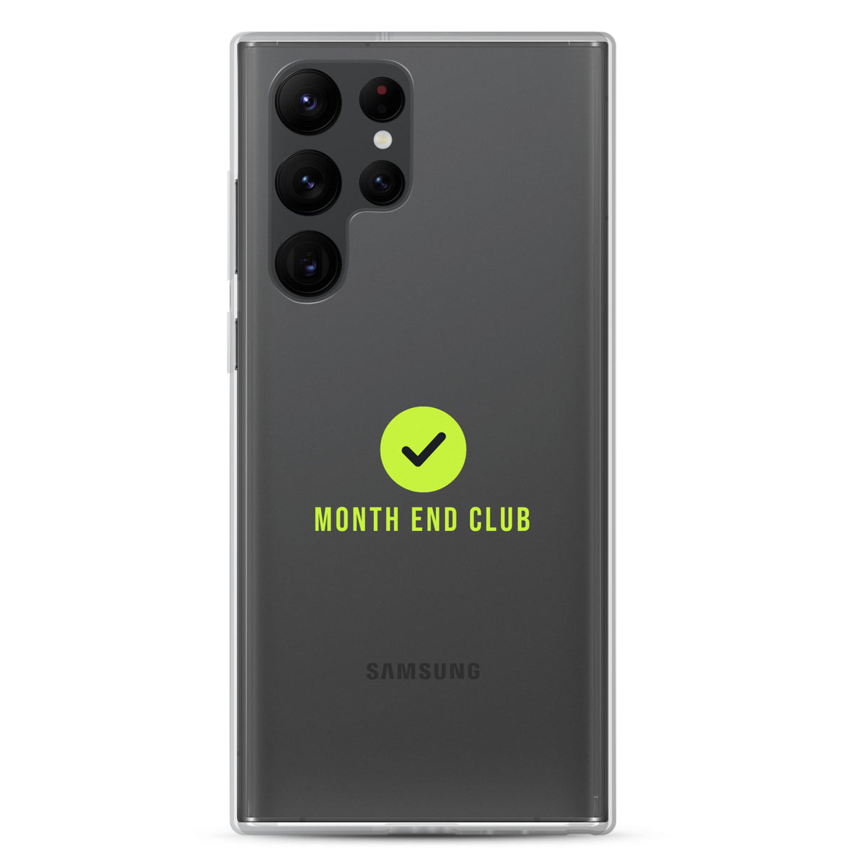 Month End Club Tick Clear Samsung Case – Lime – Samsung Galaxy S22 Ultra, clear