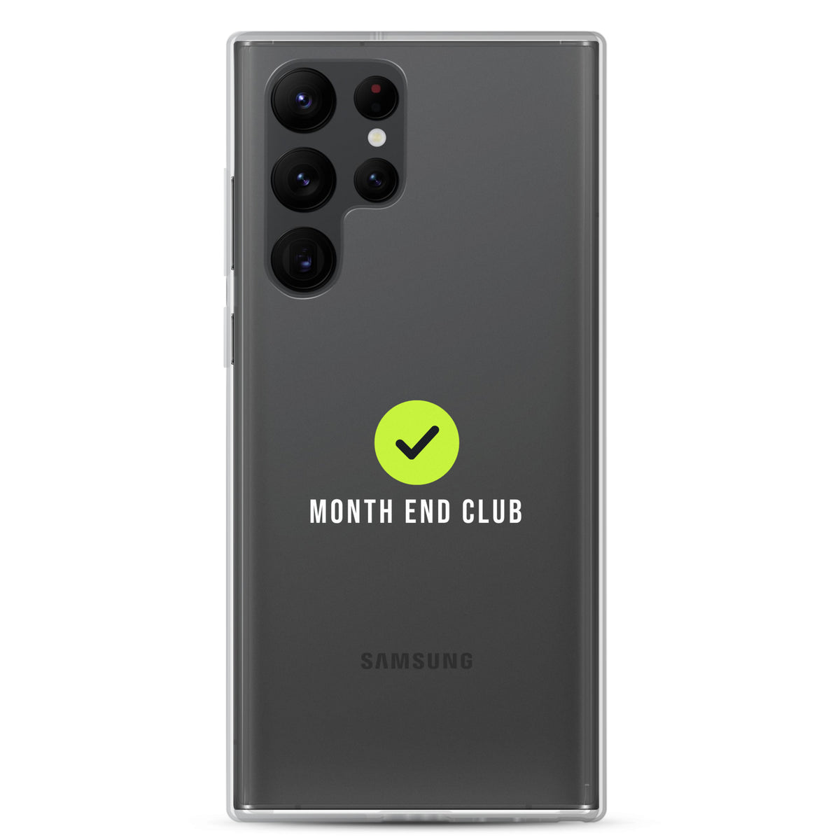 Month End Club Tick Clear Samsung Case – White – Samsung Galaxy S22 Ultra, clear