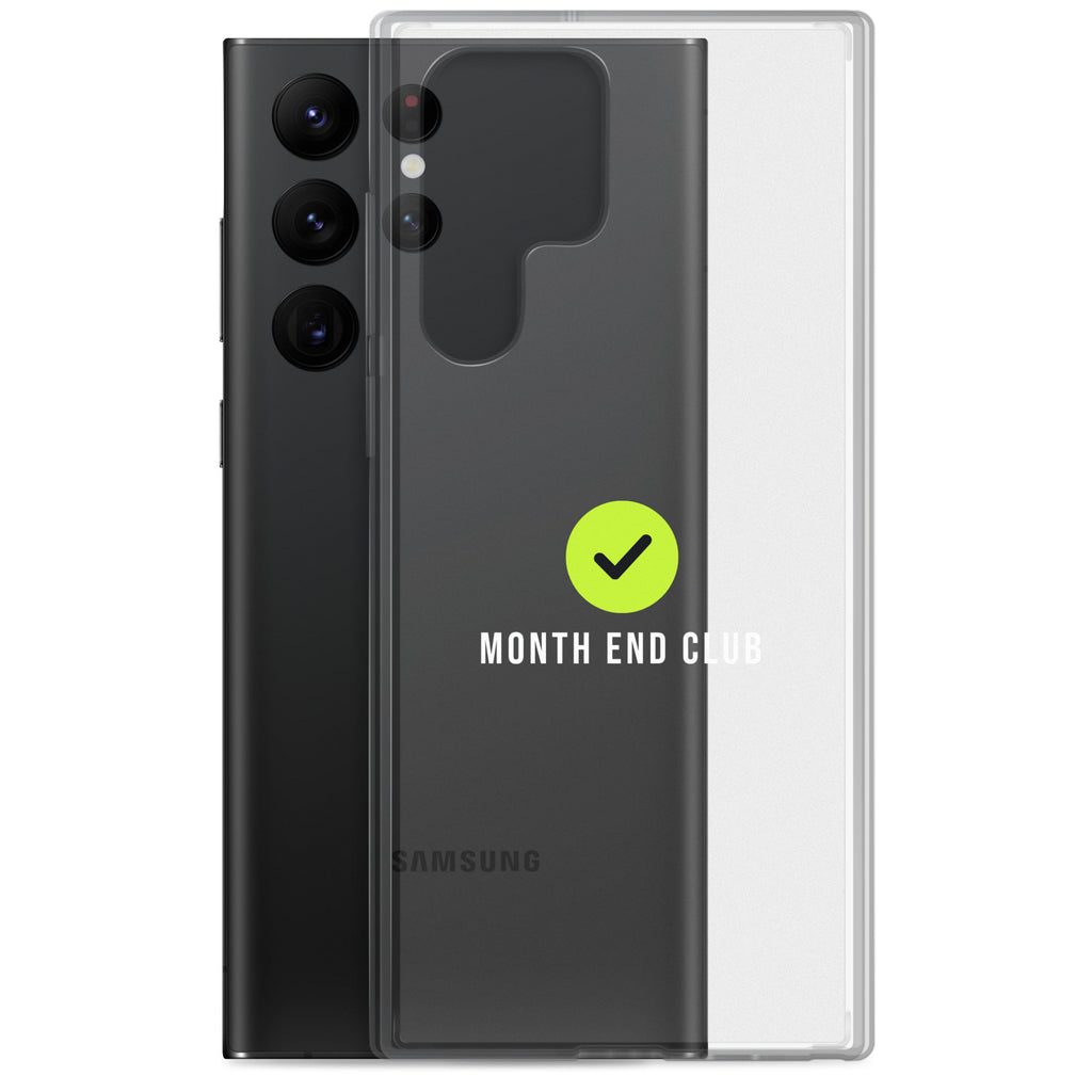 Month End Club Tick Clear Samsung Case – White – clear case