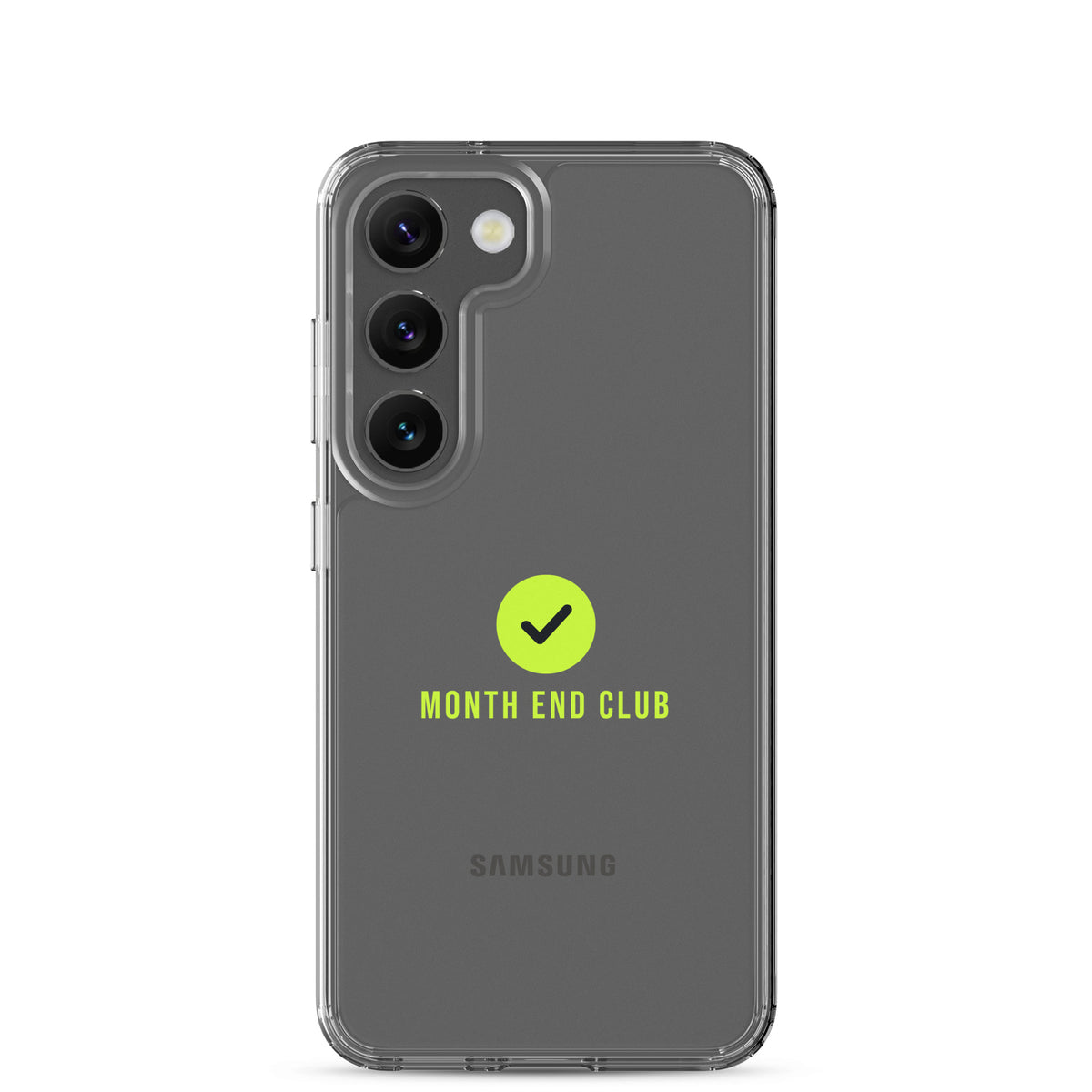 Month End Club Tick Clear Samsung Case – Lime – Samsung Galaxy S23, clear