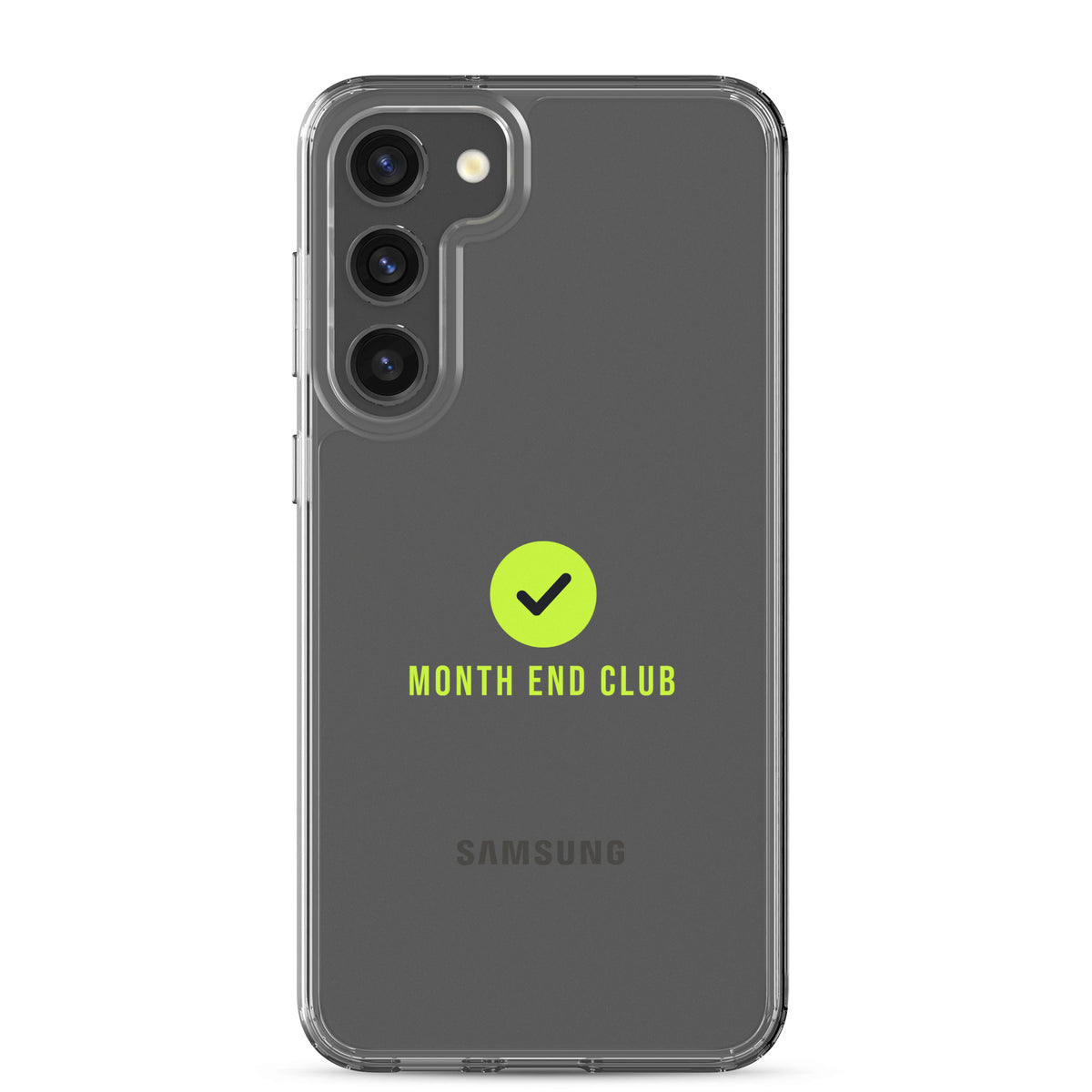 Month End Club Tick Clear Samsung Case – Lime – Samsung Galaxy S23 Plus, clear