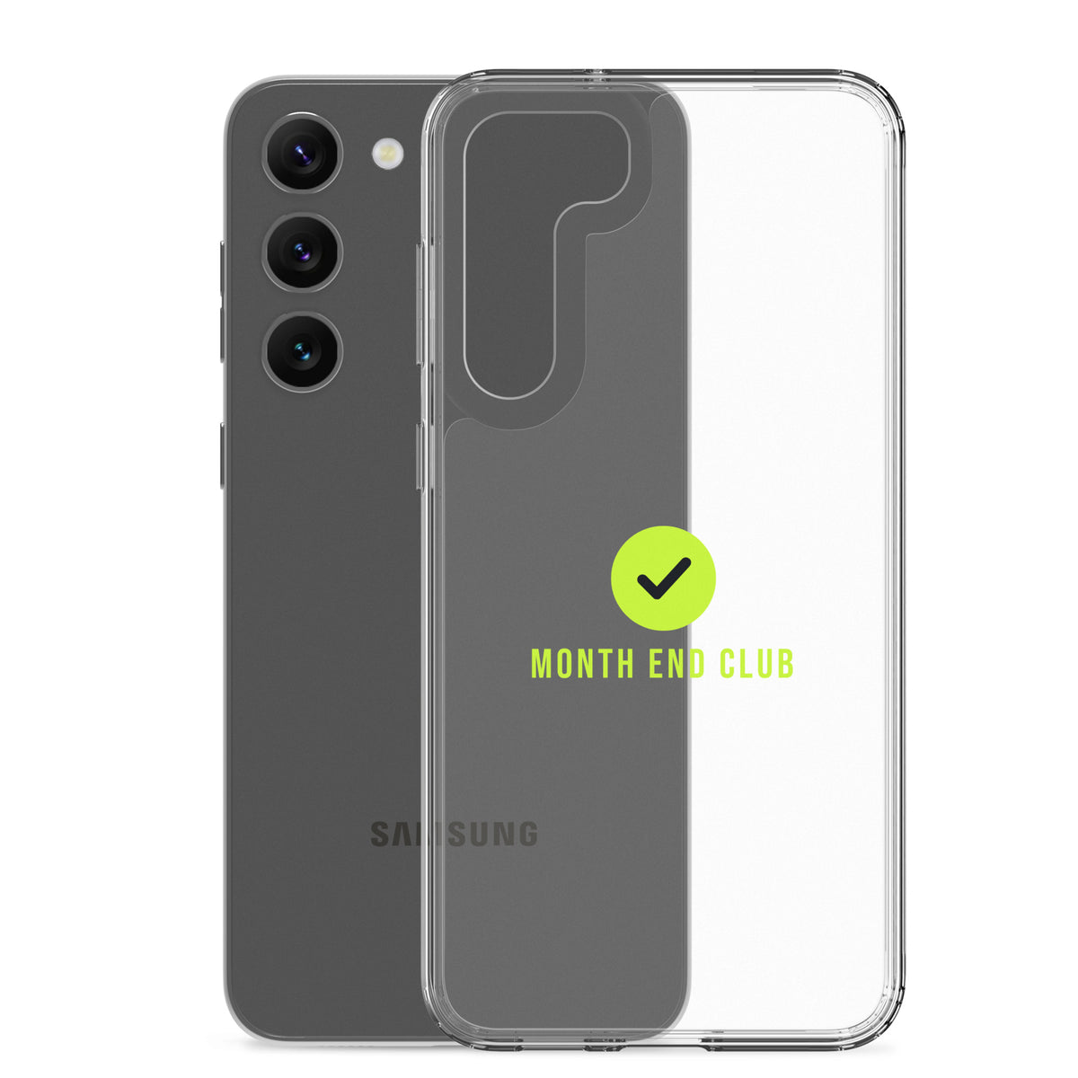 Month End Club Tick Clear Samsung Case – Lime – clear case