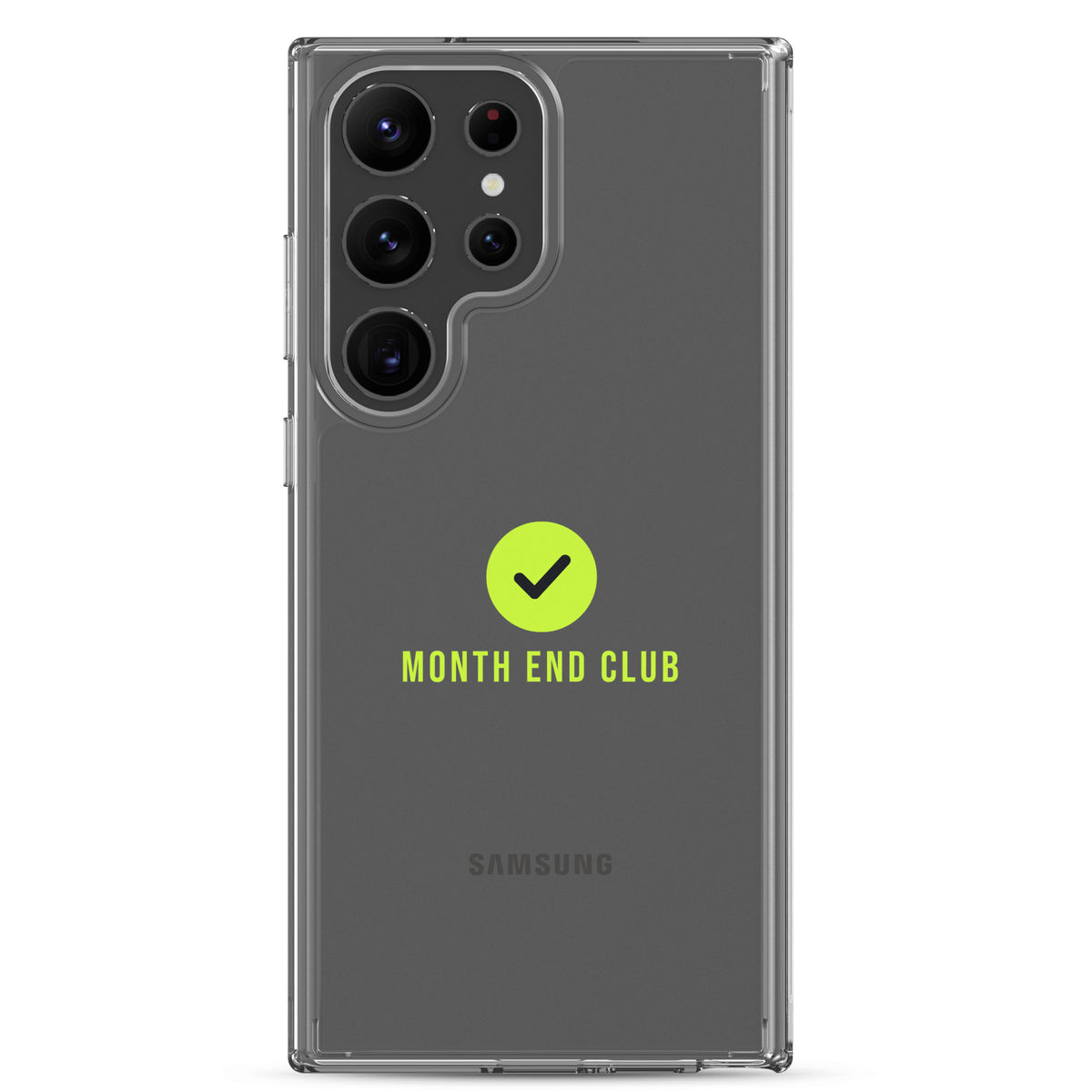 Month End Club Tick Clear Samsung Case – Lime – Samsung Galaxy S23 Ultra, clear