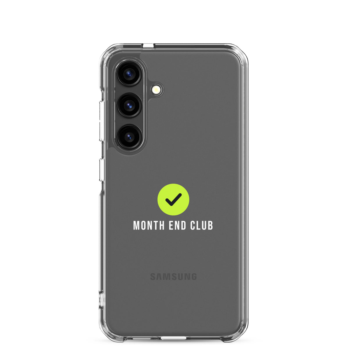 Month End Club Tick Clear Samsung Case – White – clear case