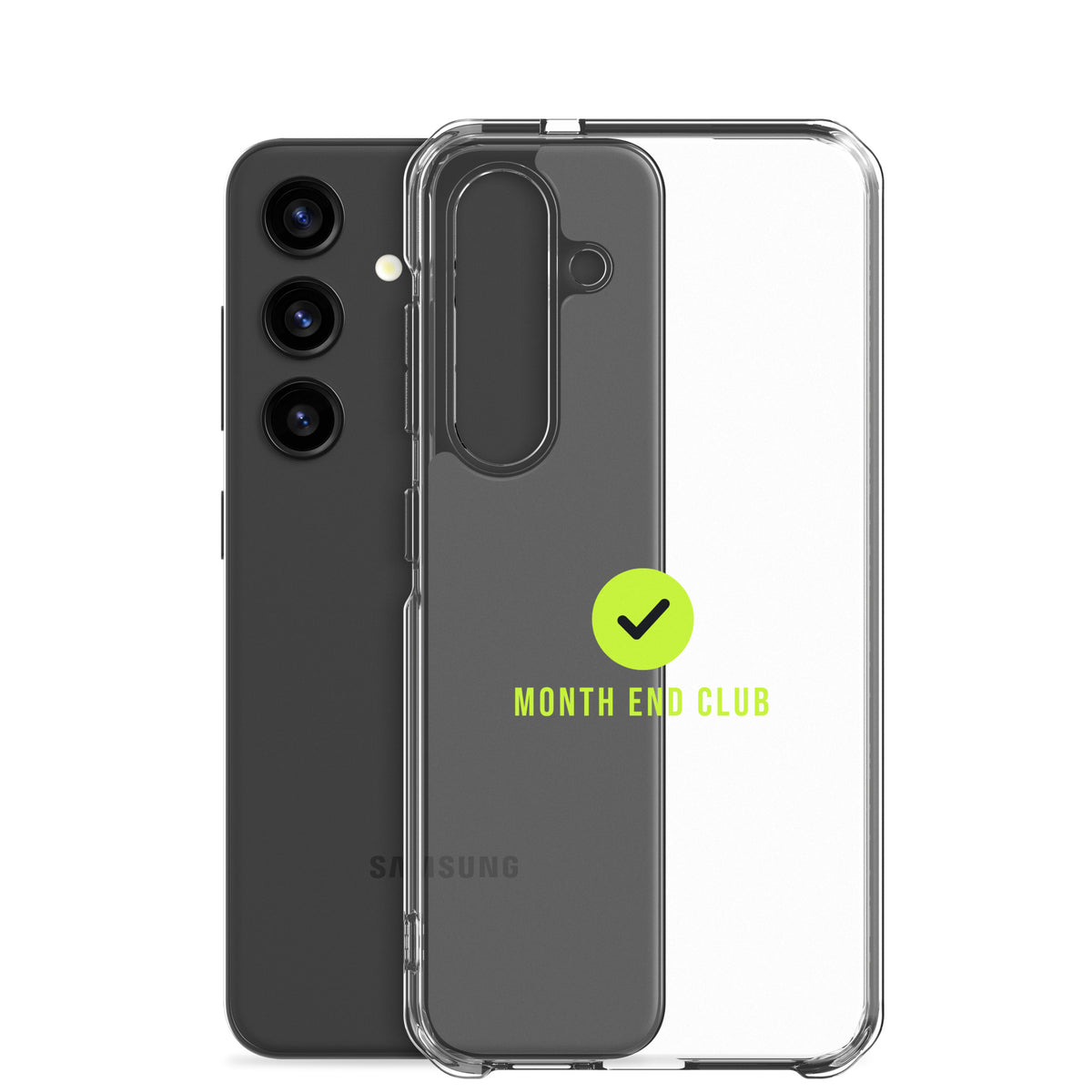 Month End Club Tick Clear Samsung Case – Lime – Samsung Galaxy S24, clear