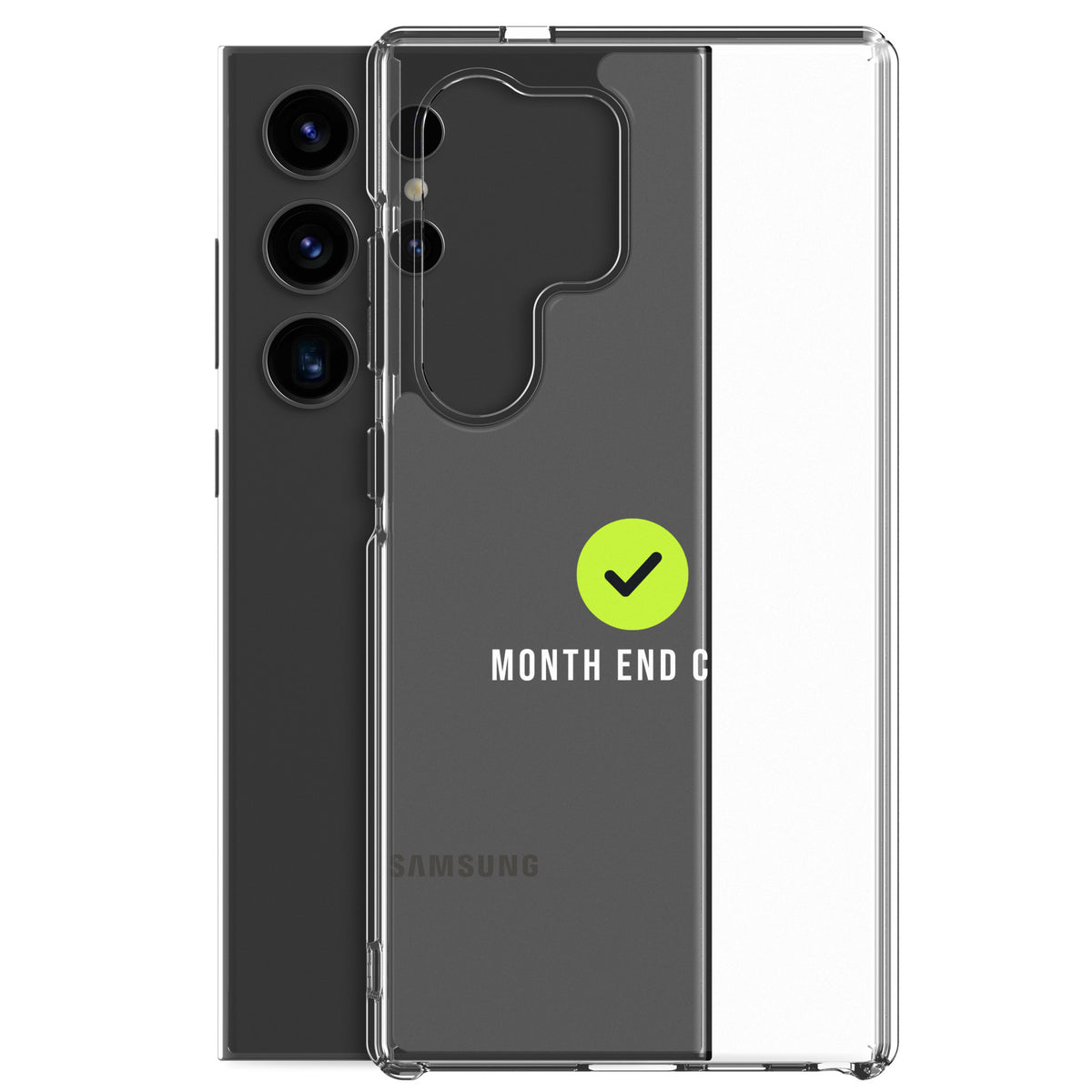 Month End Club Tick Clear Samsung Case – White – Samsung Galaxy S24 Ultra, clear