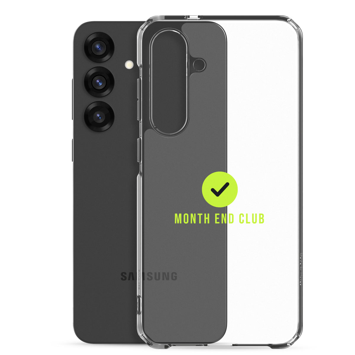 Month End Club Tick Clear Samsung Case – Lime – clear case