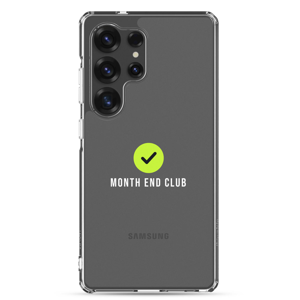Month End Club Tick Clear Samsung Case – White – Samsung Galaxy S25 Ultra, clear