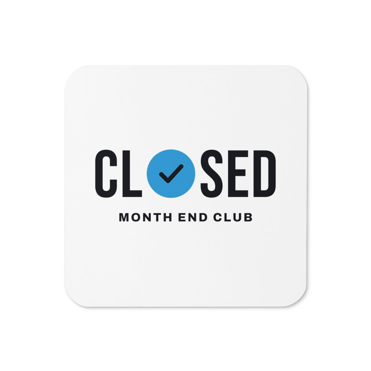 Closed Logo Coaster – White, blue print