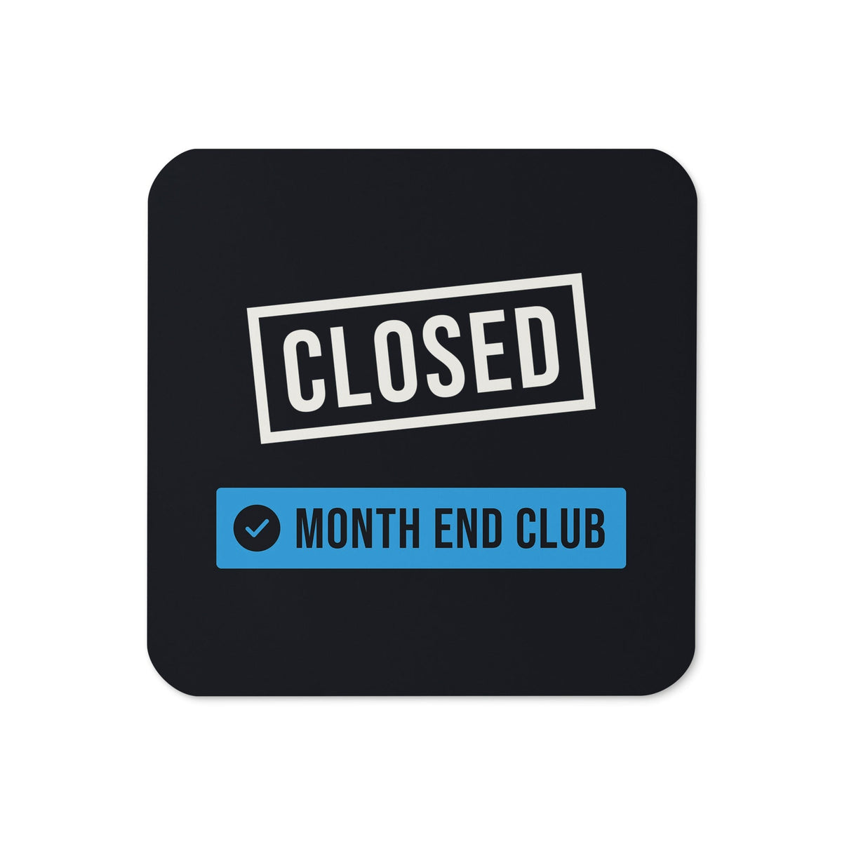 Closed Stamp Coaster – Black, blue print