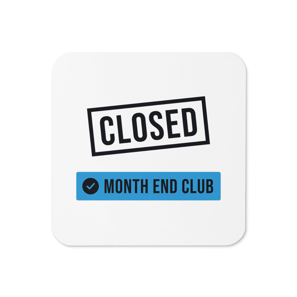 Closed Stamp Coaster – White, blue print