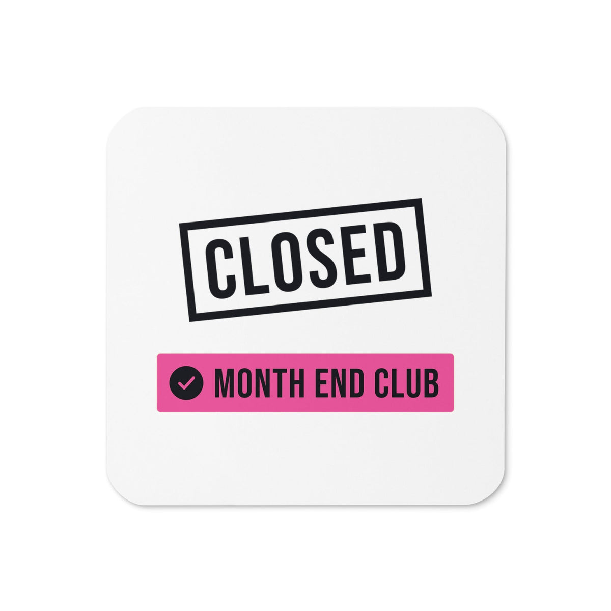 Closed Stamp Coaster – White, pink print