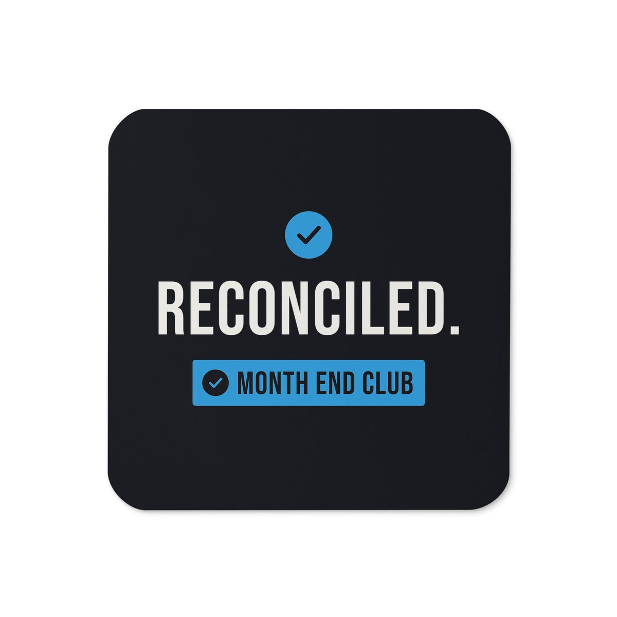 Reconciled Coaster – Black, blue print
