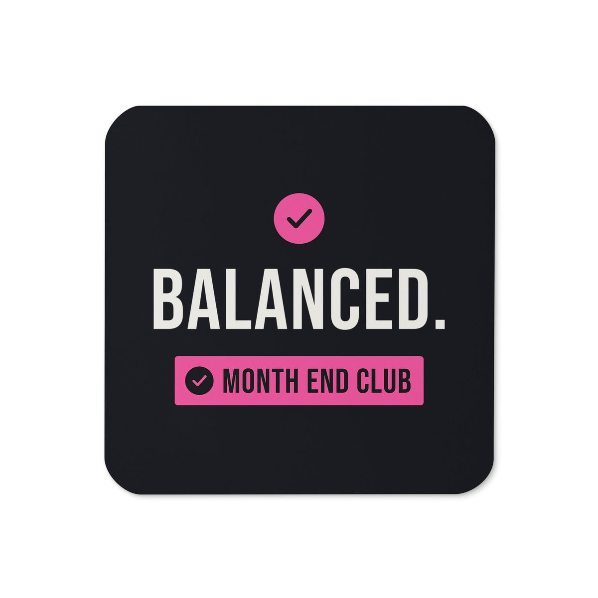 Balanced Coaster – Black, pink print