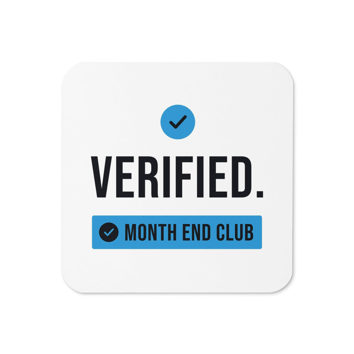 Verified Coaster – White, blue print