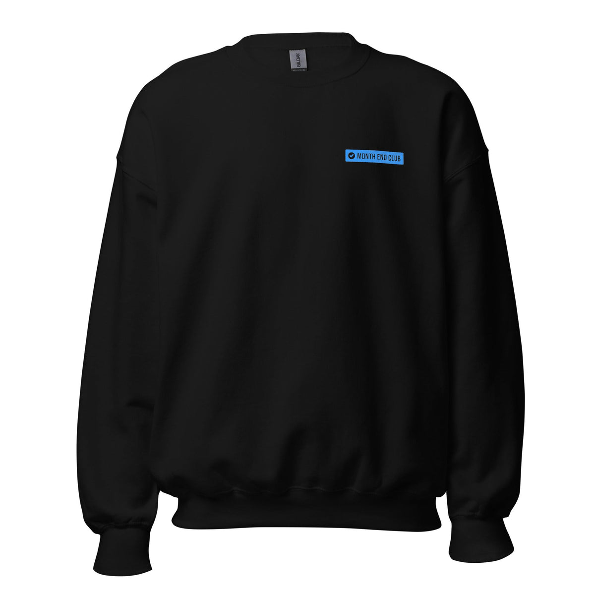 Month End Club embroidered sweatshirt – Black with blue thread