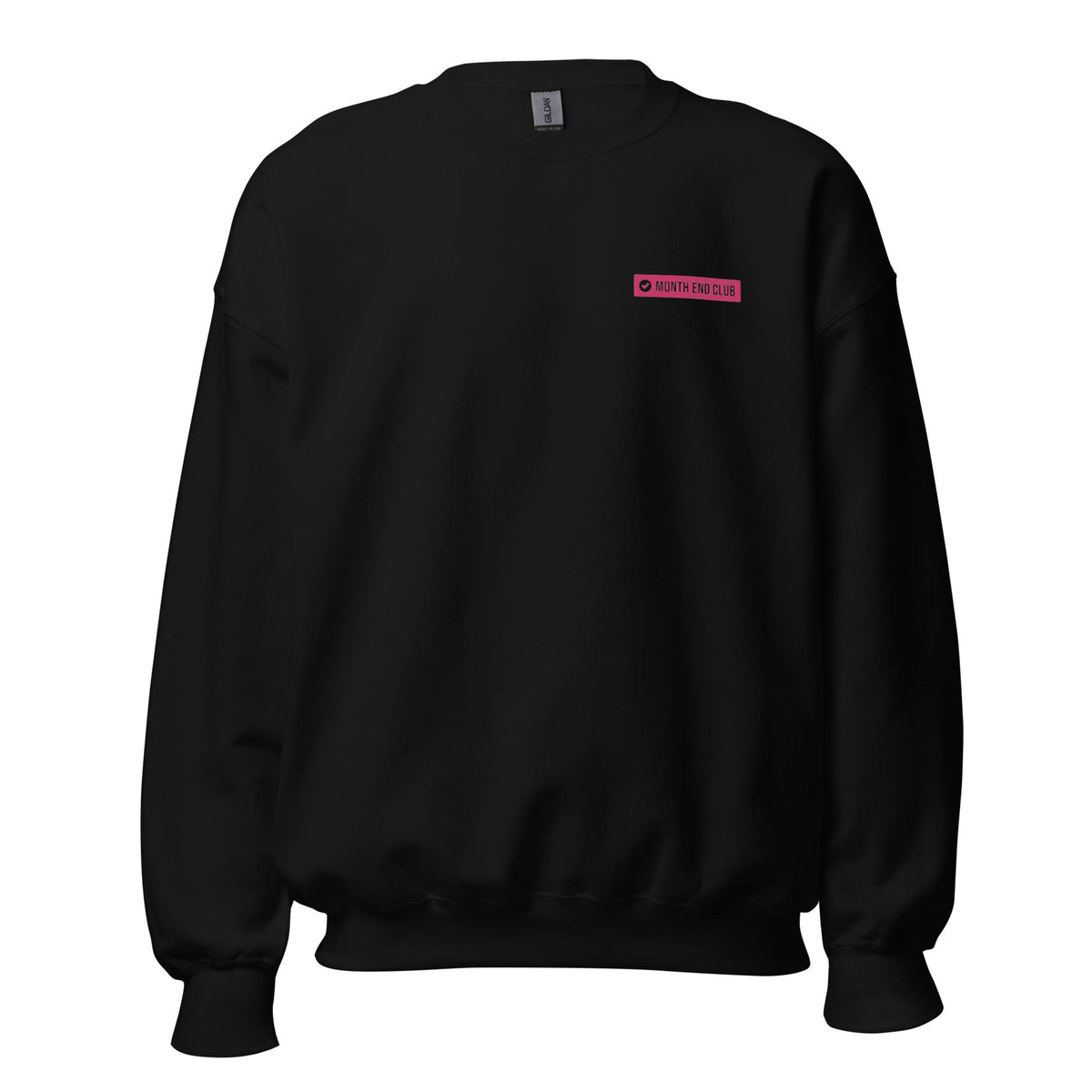 Month End Club embroidered sweatshirt – Black with pink thread