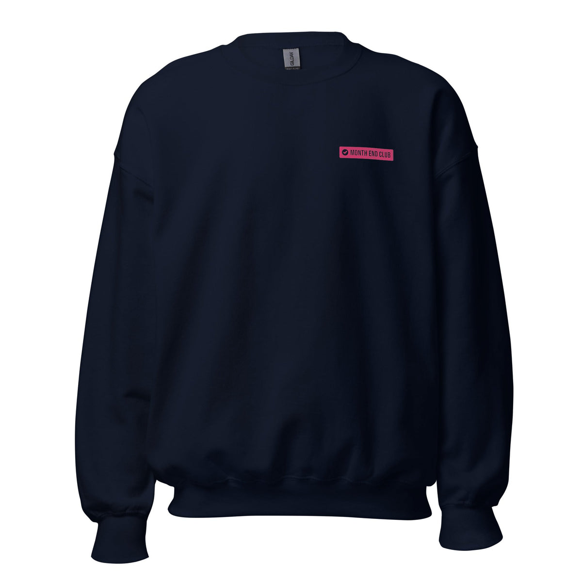 Month End Club embroidered sweatshirt – Navy with pink thread