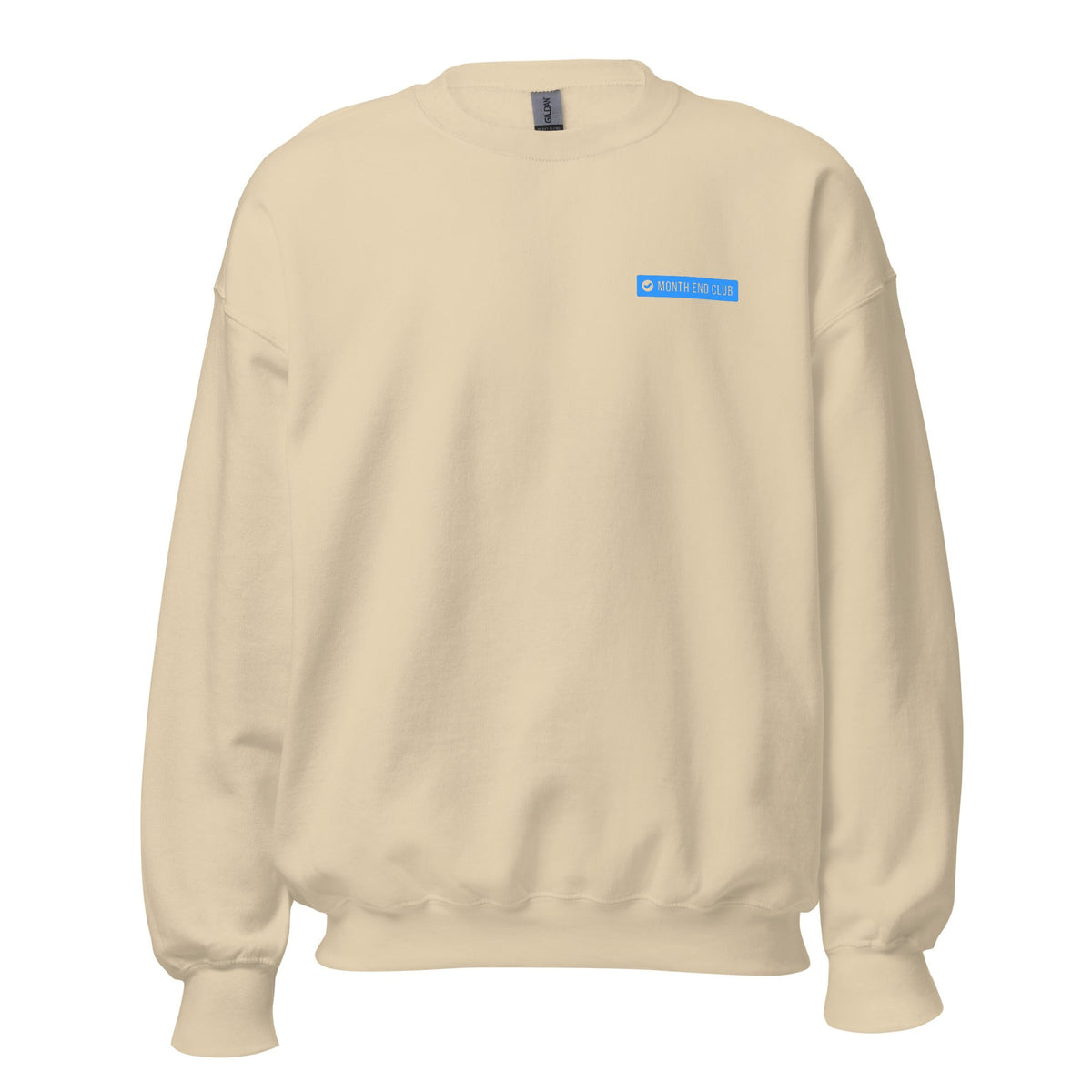 Month End Club embroidered sweatshirt – Sand with blue thread