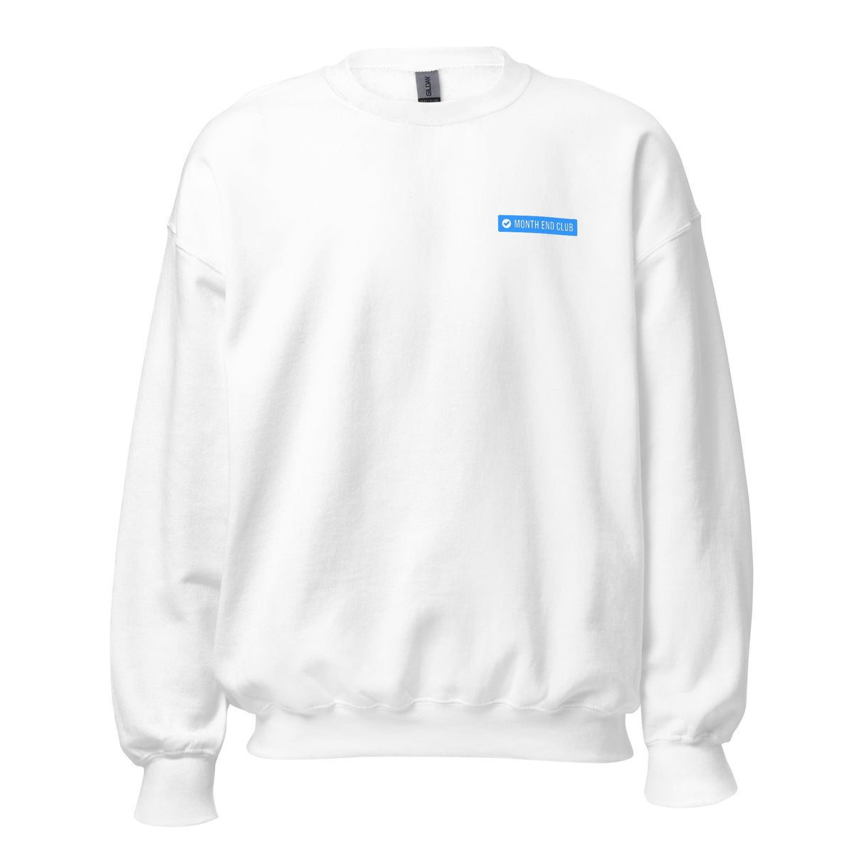 Month End Club embroidered sweatshirt – White with blue thread