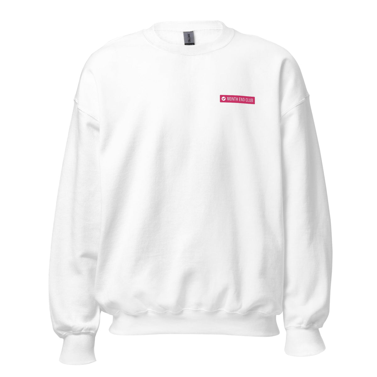 Month End Club embroidered sweatshirt – White with pink thread