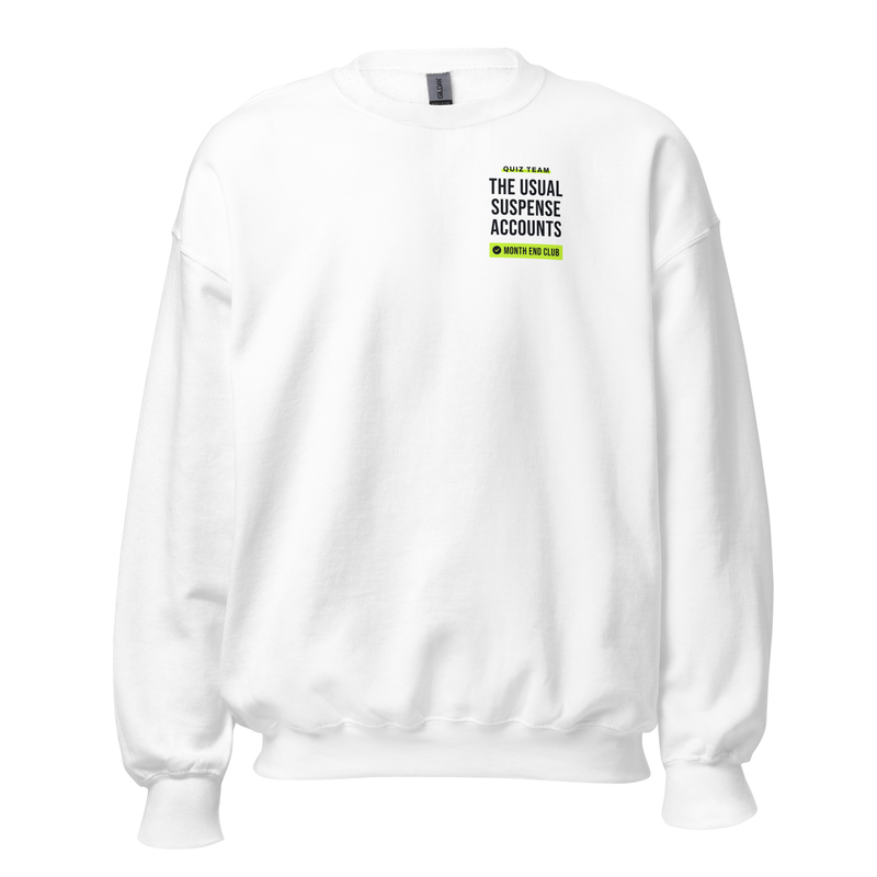 Pub Quiz Team Sweatshirt – White – The Usual Suspense Accounts