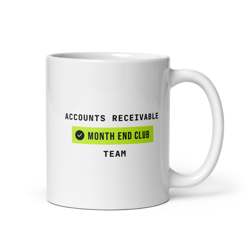 Month End Club Team Mug – Accounts Receivable, Black and lime print – white 11oz mug
