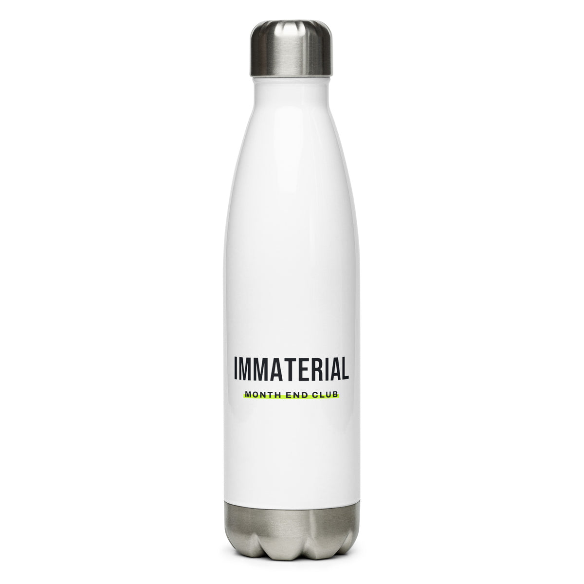Immaterial Steel Water Bottle – White, front