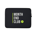 Month End Club Stacked Logo Laptop Sleeve – 13″, black neoprene, front