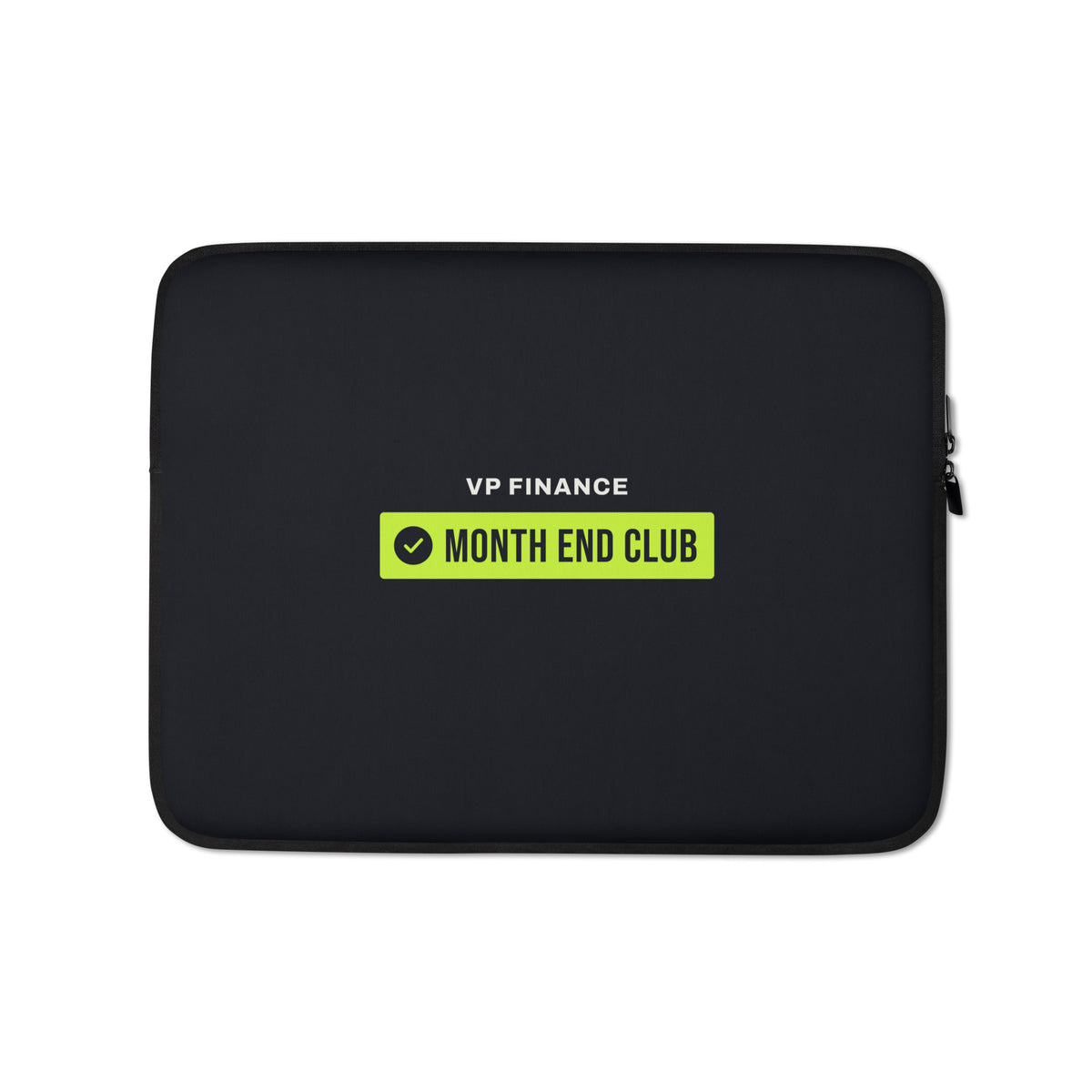 Team Badge Laptop Sleeve – VP Finance, 13″, black neoprene, front