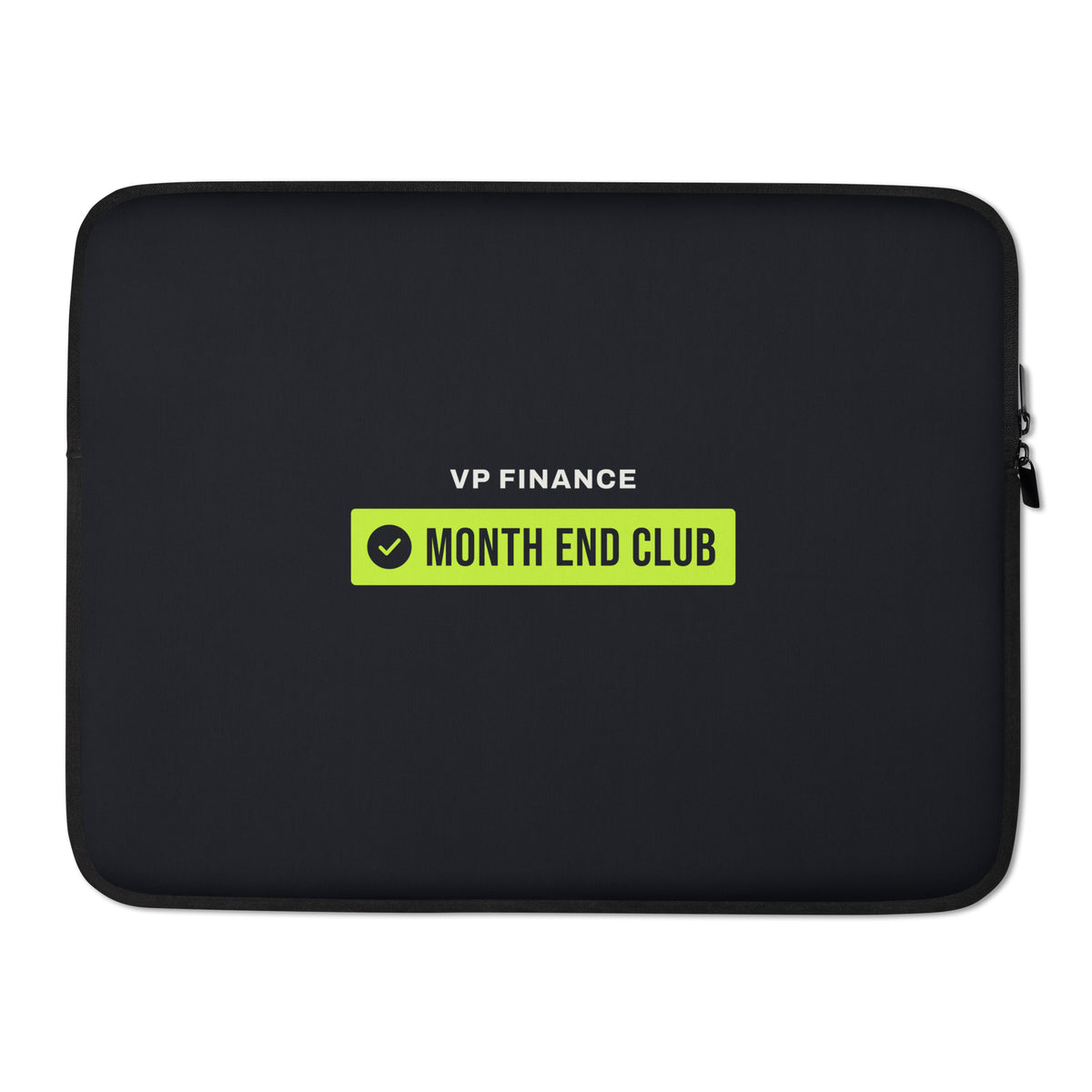 Team Badge Laptop Sleeve – VP Finance, 15″, black neoprene, front