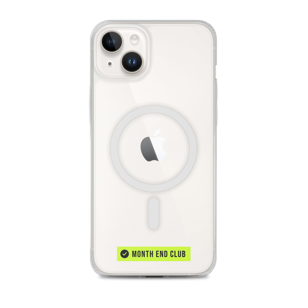 Month End Club Logo MagSafe Clear iPhone Case – iPhone 14 Plus, clear