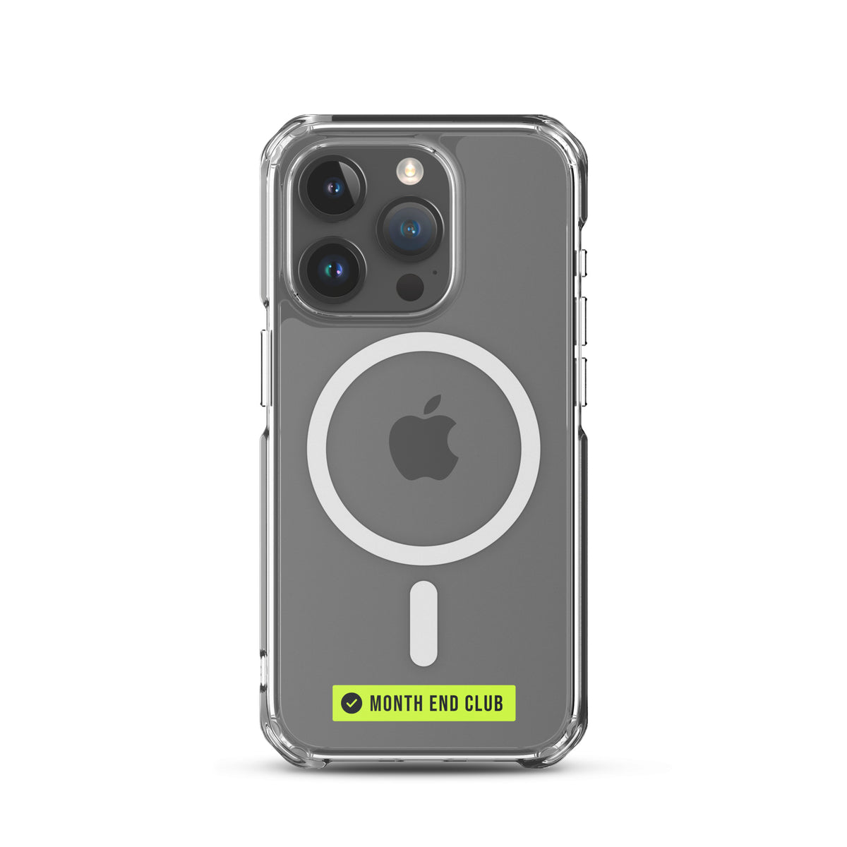 Month End Club Logo MagSafe Clear iPhone Case – iPhone 15 Pro, clear