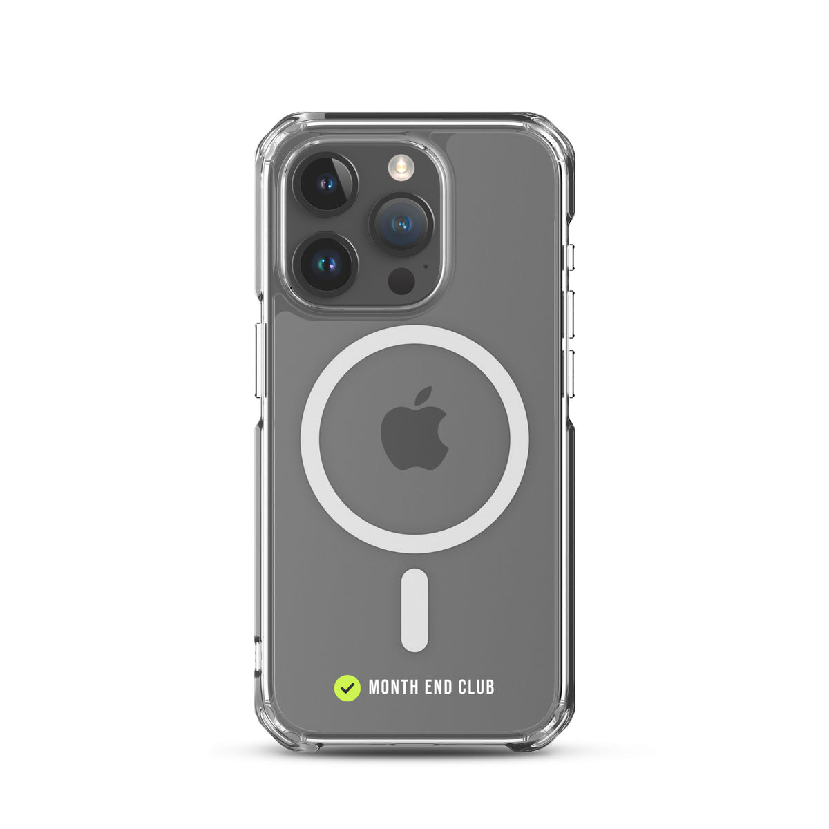 Month End Club Tick MagSafe Clear iPhone Case – White – iPhone 15 Pro, clear
