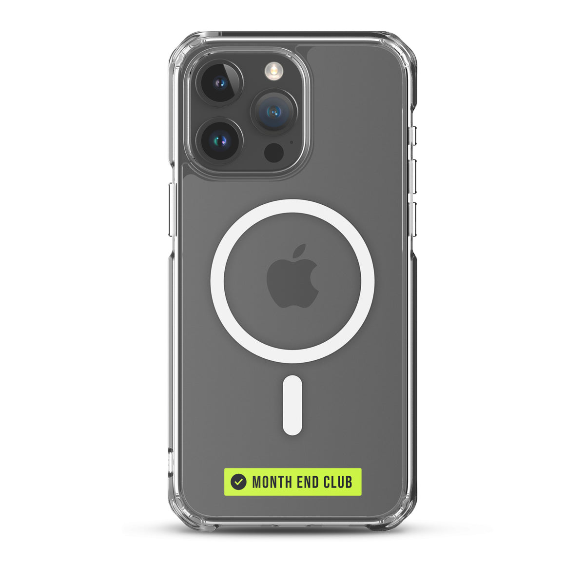 Month End Club Logo MagSafe Clear iPhone Case – iPhone 15 Pro Max, clear