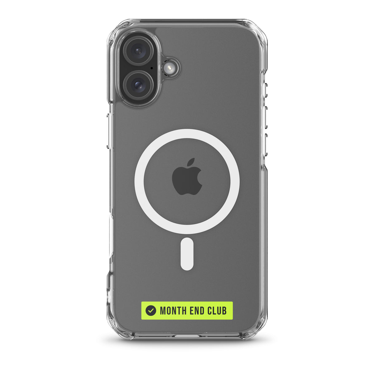 Month End Club Logo MagSafe Clear iPhone Case – iPhone 16 Plus, clear