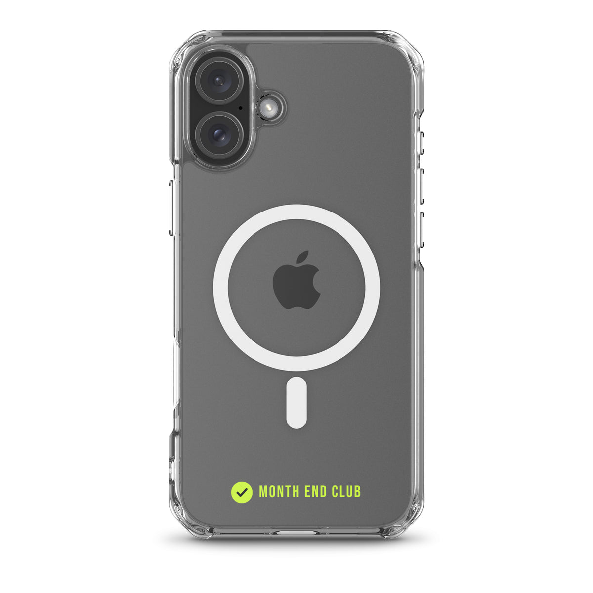 Month End Club Tick MagSafe Clear iPhone Case – Lime – iPhone 16 Plus, clear