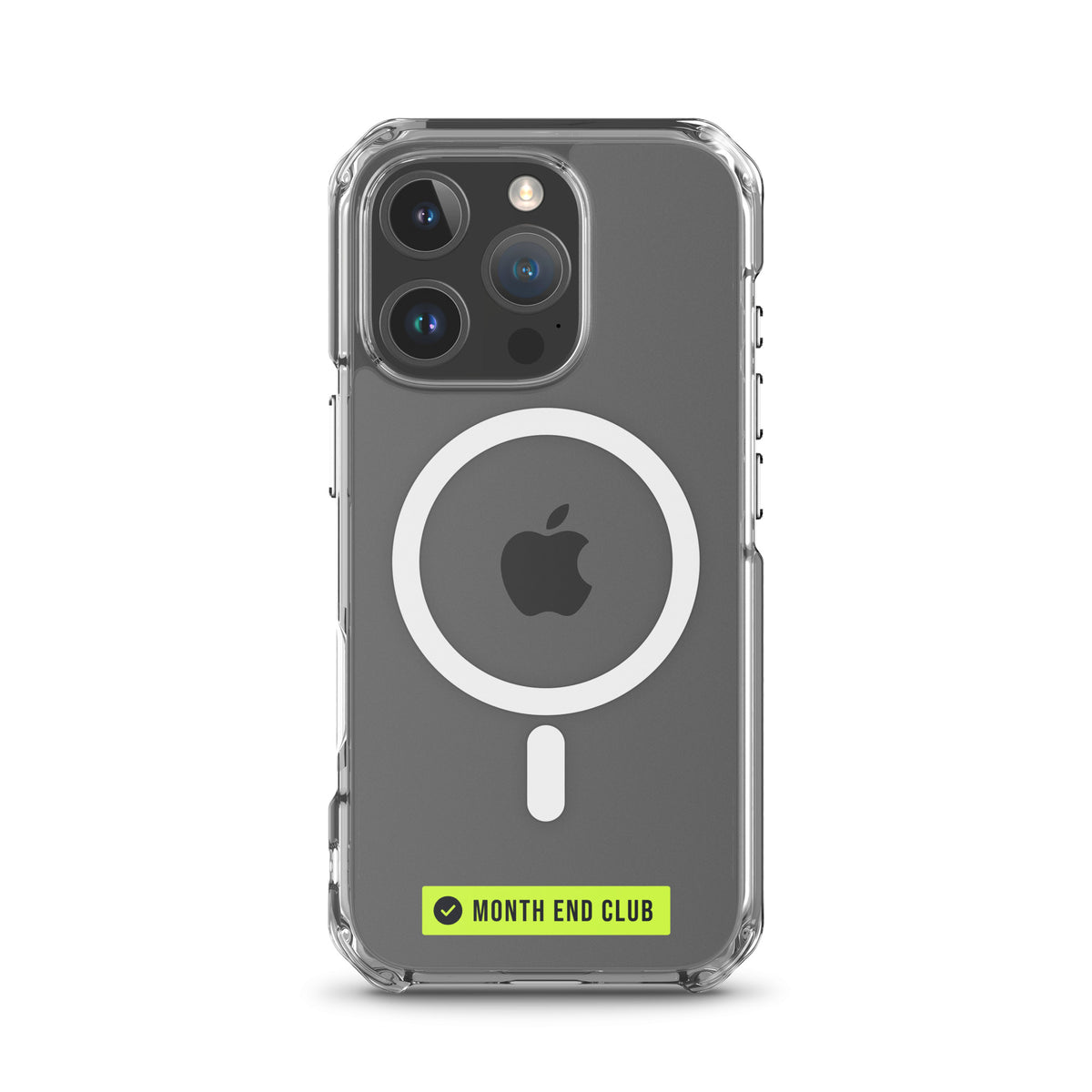 Month End Club Logo MagSafe Clear iPhone Case – iPhone 16 Pro, clear