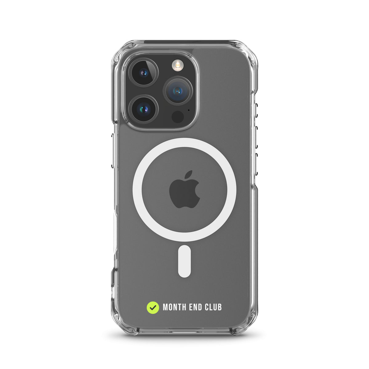 Month End Club Tick MagSafe Clear iPhone Case – White – iPhone 16 Pro, clear