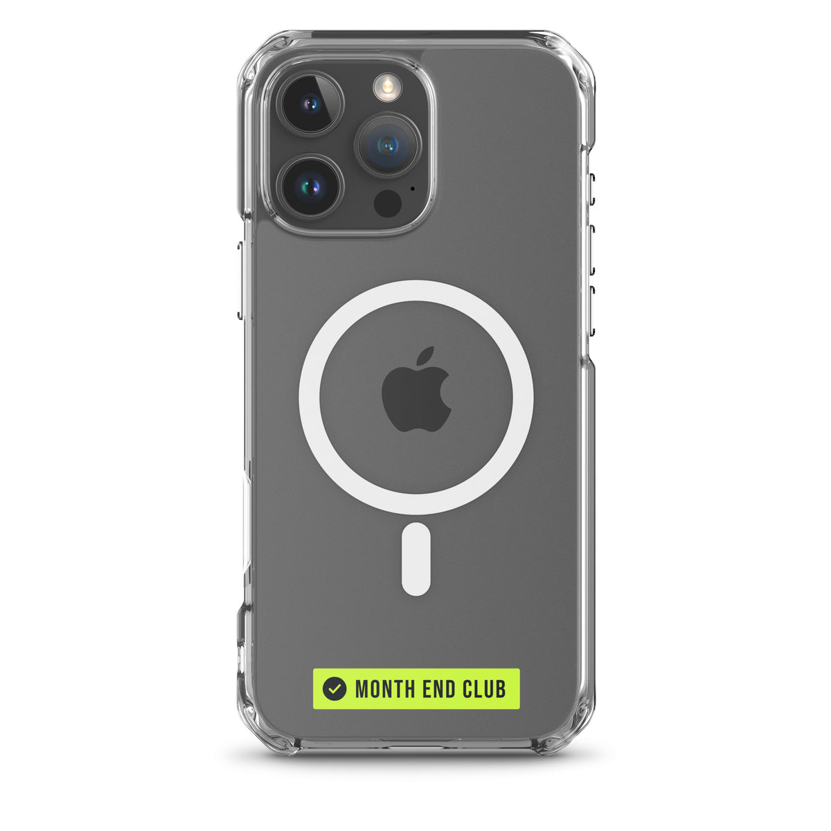 Month End Club Logo MagSafe Clear iPhone Case – iPhone 16 Pro Max, clear