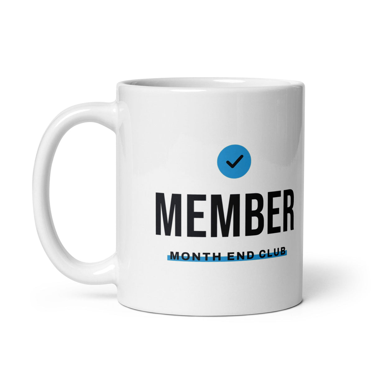 Member Mug, blue print, handle on left