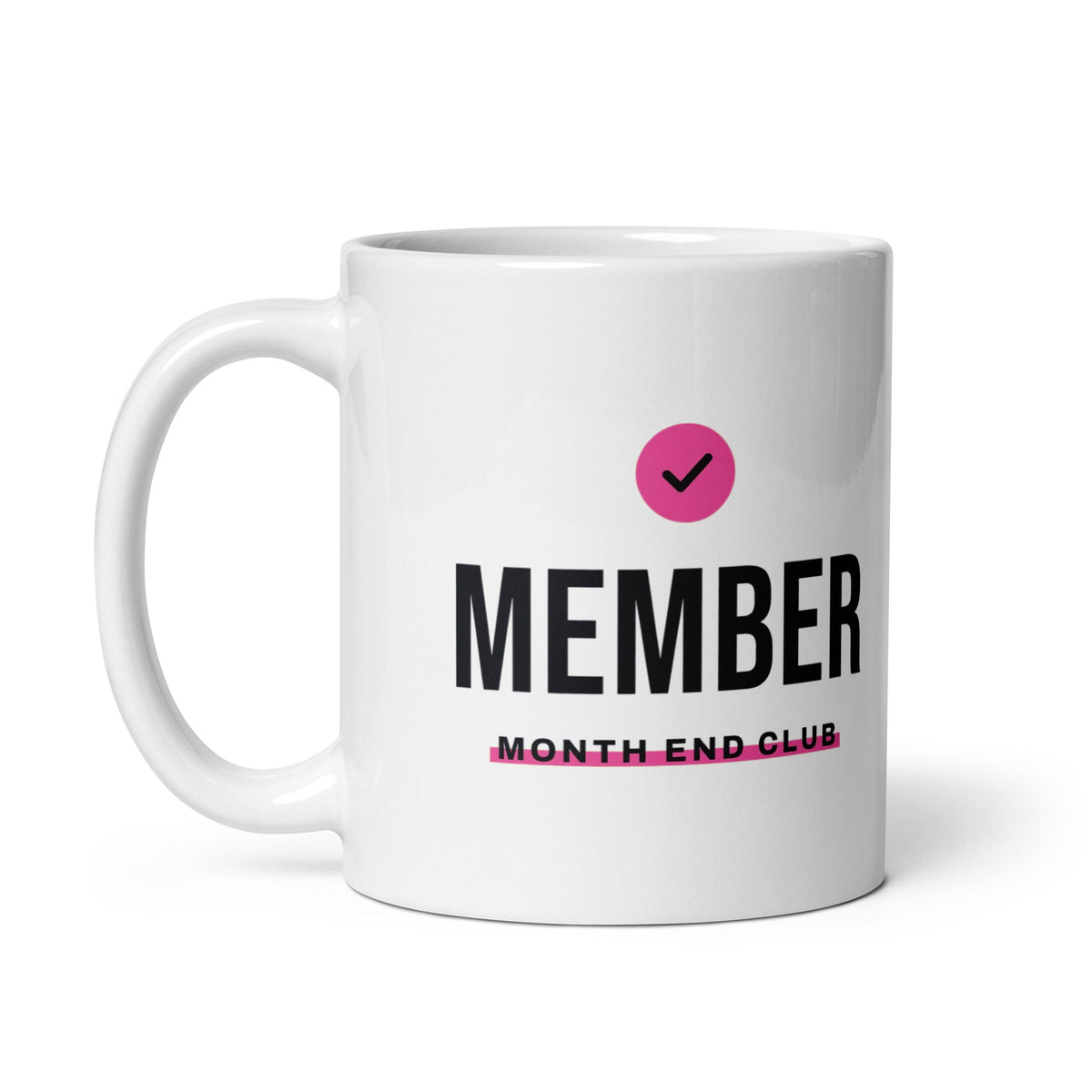 Member Mug, pink print, handle on left