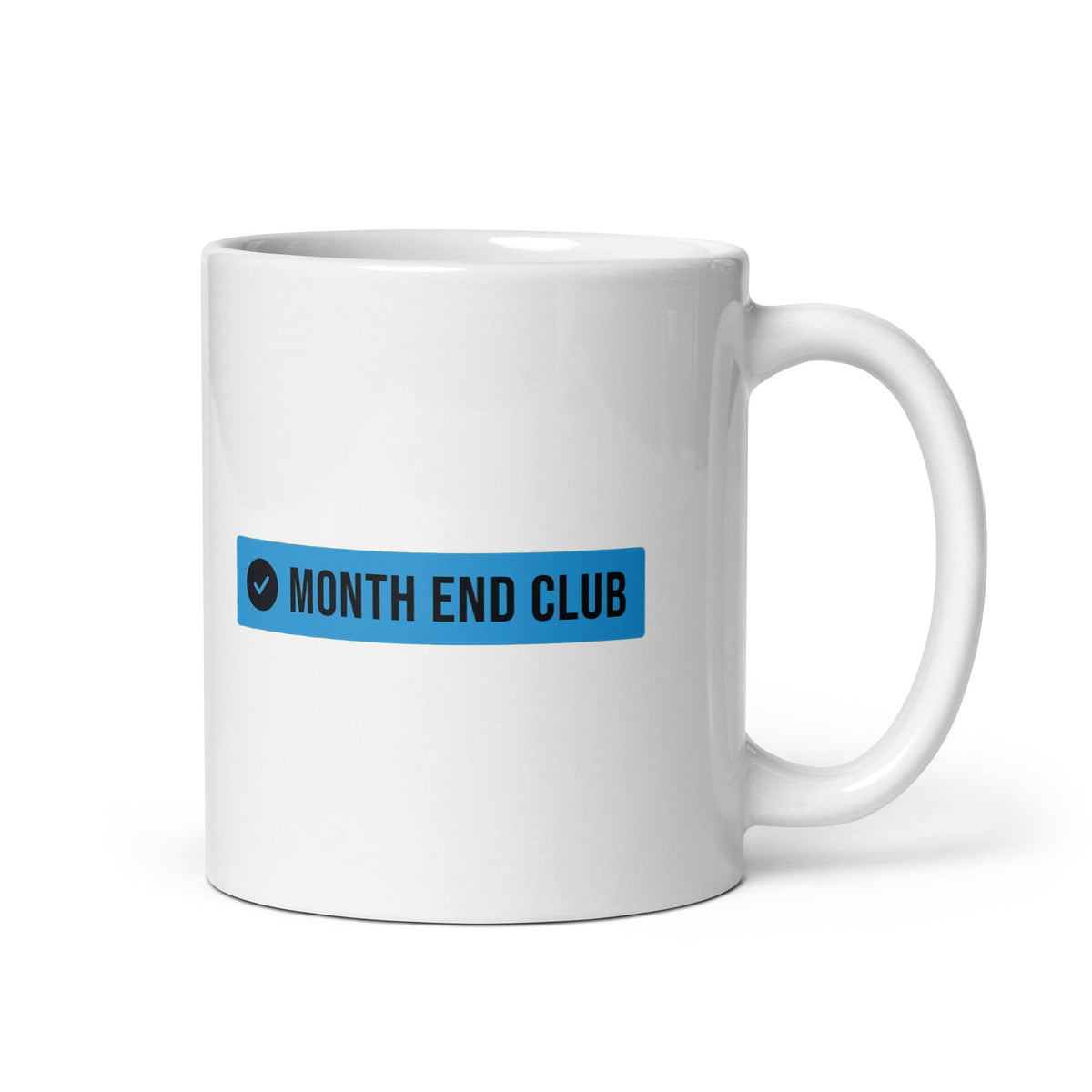 Month End Club Logo Mug – Blue print – white 11oz mug