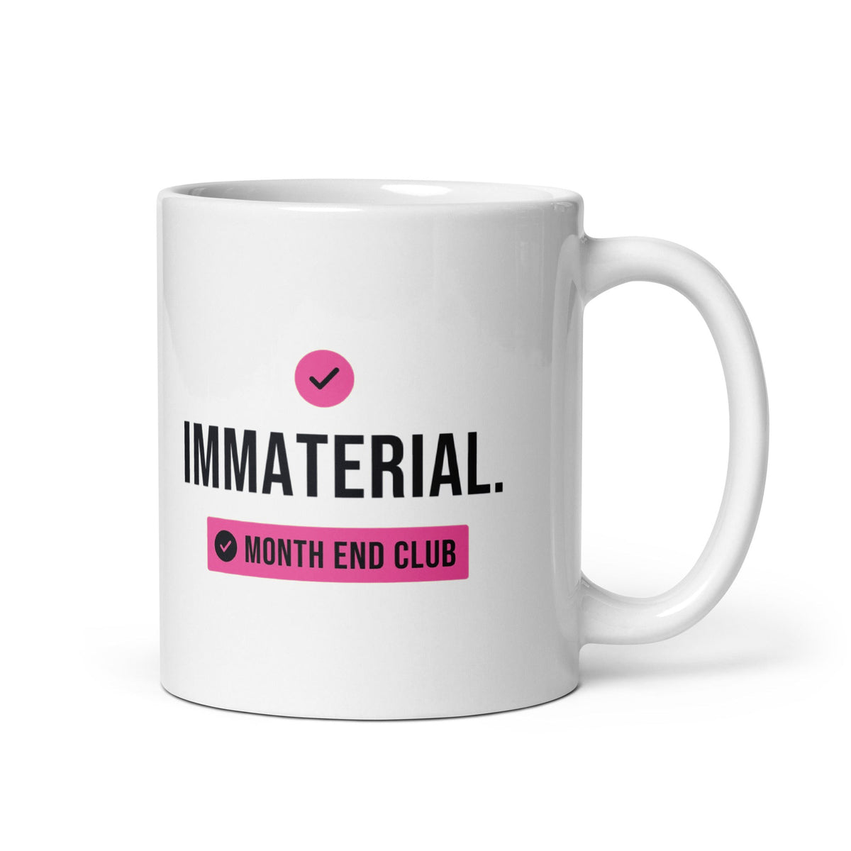 Immaterial Tick Mug – Pink print – white 11oz mug