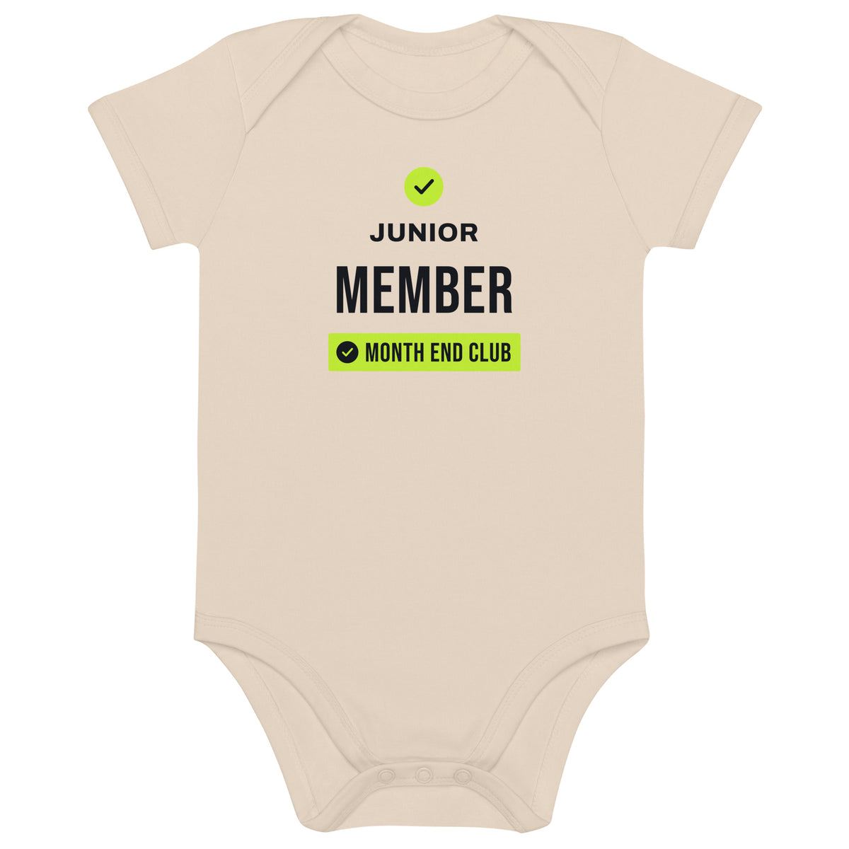 Junior Member Baby Bodysuit – Organic Natural, front