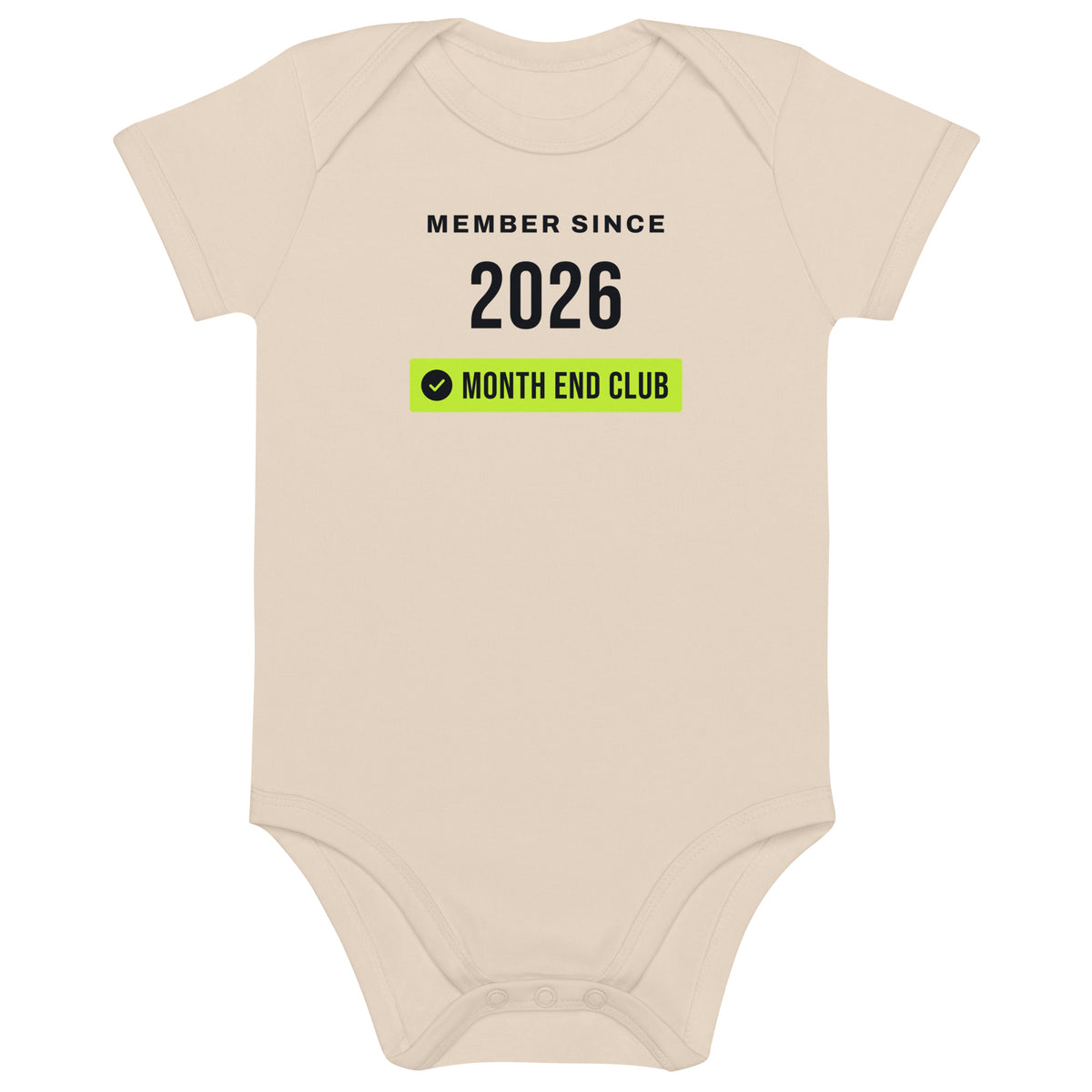 Member Since Baby Bodysuit – 2026, Organic Natural, front