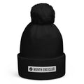 Embroidered Logo Pom-Pom Beanie – Black, front